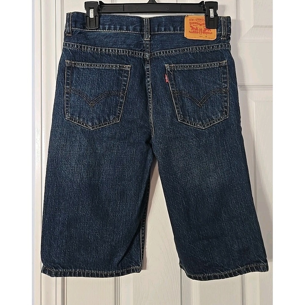 Levi's 505 Denim Shorts Youth 16 ‎ Dark Washed Blue Knee Length Pre Owned - Picture 7 of 7